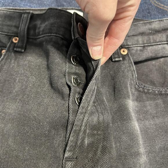 Pistola Jeans Womens 29 Black Distressed High Rise Straight Leg Button Fly Denim - Picture 5 of 14